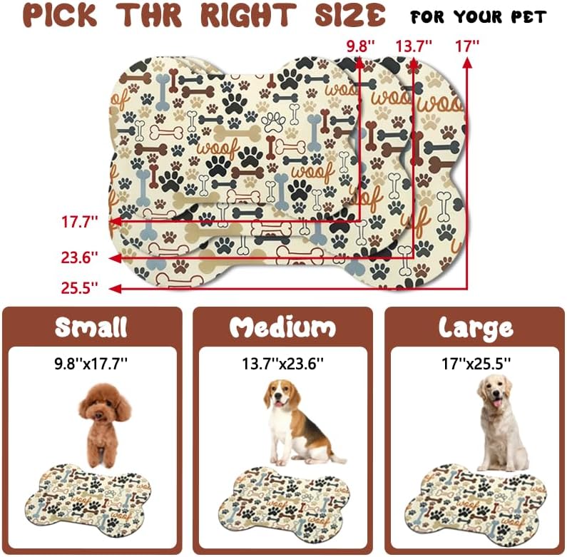 Zoeeya Dog Food Mats for Floors Waterproof, Pet Feeding Absorbent Water Bowl Mat Cat Placemats Beige Bone Shape 23.6 * 15.7 inch - Image 5